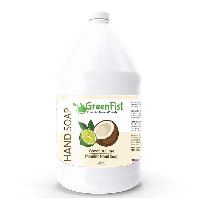 GreenFist Foaming Hand Soap Refills Coconut Lime Scent Jug Foam Refill Made in USA, 128 ounce (1 Gallon)