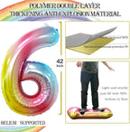 GOER Rainbow Foil Balloons Number 6,Huge Number Balloons for 6th Birthday Party Supplies Anniversary Decorations (3 pcs,42 inch,32 inch,16inch)