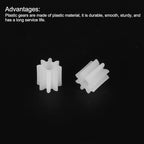 MECCANIXITY 30 Pcs Plastic Gears 8 Teeth Plastic Motor Gear Model 82A Reduction Gear for RC Car Model DIY Robot (White, Module 0.5)