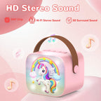 Mini Karaoke Machine for Kids Teen Adults - Toddler Toys Birthday Gift for Girls Ages 3-12, Portable Bluetooth Speaker Set with 2 Wireless Microphones fits Family Fun Home Party Outdoor, Pink