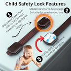 Child Safety Cabinet Locks (6 Pack) – Adjustable Baby Proofing Strap Latches with Strong 3M Adhesive – No Drill Childproof Locks for Drawers, Cabinets, Fridge, Door, Closet, Brown