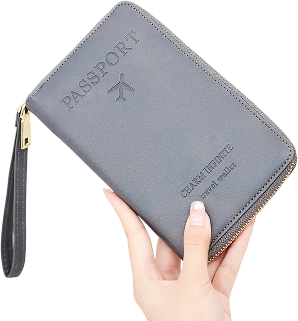 Leather RFID Blocking Passport Holder Travel Wallet, Passport Cover/Travel Wallet for Women/Men with