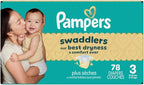Pampers Swaddlers Diapers, Size 3 (13-26 lbs), 78 Count, Absorbent, Keeps Baby Dry and Comfortable, Skin Safe Disposable Baby Diaper (Packaging May Vary)
