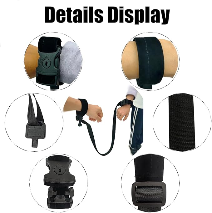 2PCS Escape Proof Wrist Leash Walking Harness for Older Children,Adjustable Anti Lost Wrist Leash with Tether and Lock Buckle for Autism,ADHD,Special Needs Child