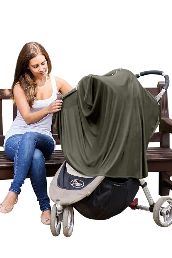 Byrd & Blume Maternity Nursing Cover Breathable Lightweight Breastfeeding Cover Wrap Shawl Scarf Poncho Full 360 (Olive, One size)