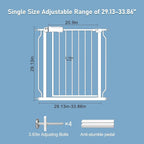 ALLAIBB Narrow Walk Through Baby Gate Auto Close Tension White Metal Child Pet Safety Gates with Pressure Mount for Stairs,Doorways and Baniste(29.13-33.86"/74-86cm)