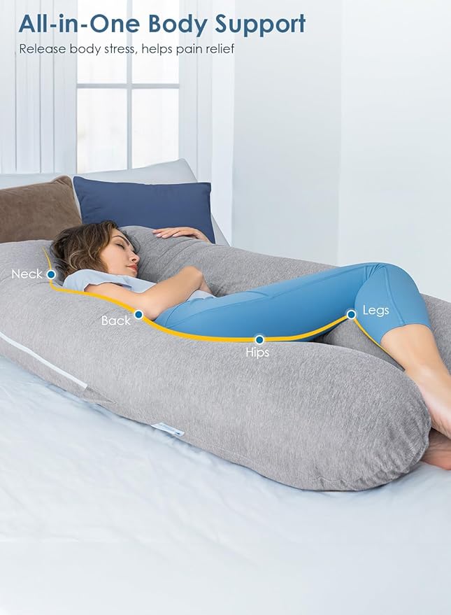 QUEEN ROSE Pregnancy Pillows, Cooling U Shaped Body Pillow for Sleeping, Maternity Pillow for Pregnant Women, with an Extra Cotton Pillowcase