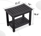 Psilvam Poly Lumber Shower Bench with Storage Shelf, Non-Slip Design, Water Resistant for Bathroom & Living Room (Black)