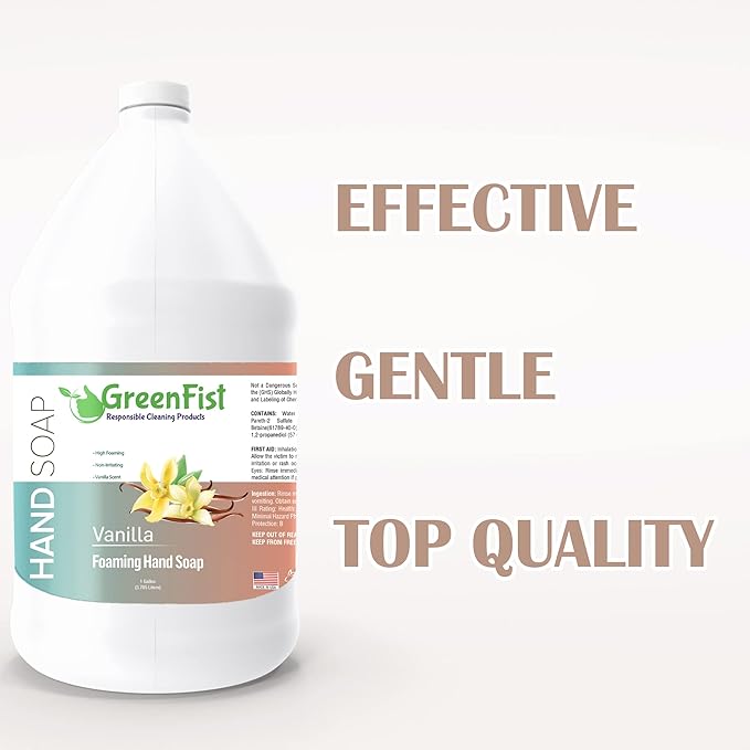 GreenFist Foaming Hand Soap Refills Vanilla Scent Jug Foam Refill Made in USA, 128 ounce (1 Gallon)