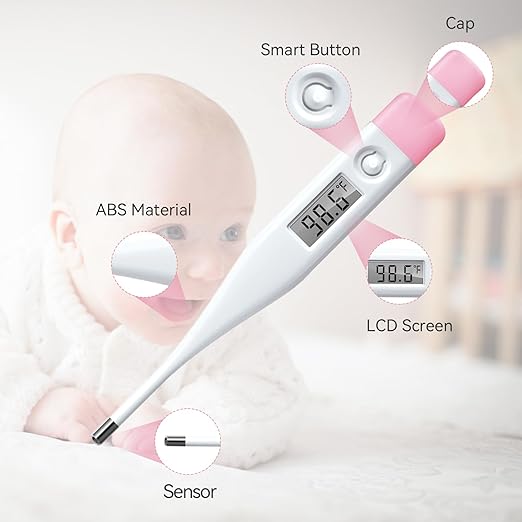 Digital Oral Thermometer for Adults and Children with LCD Display, Oral Thermometer for Baby with Fever Alarm Rectal & Underarm Use, Fast Reading Thermometer