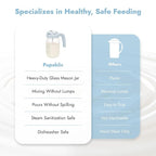 Papablic Glass Breastmilk Pitcher, Formula Mixing Pitcher with Mixing Handle Lid, Wide Mouth Mason Jar Mixer with Flip Locking Spout, Easy to Clean, BPA Free, Blue