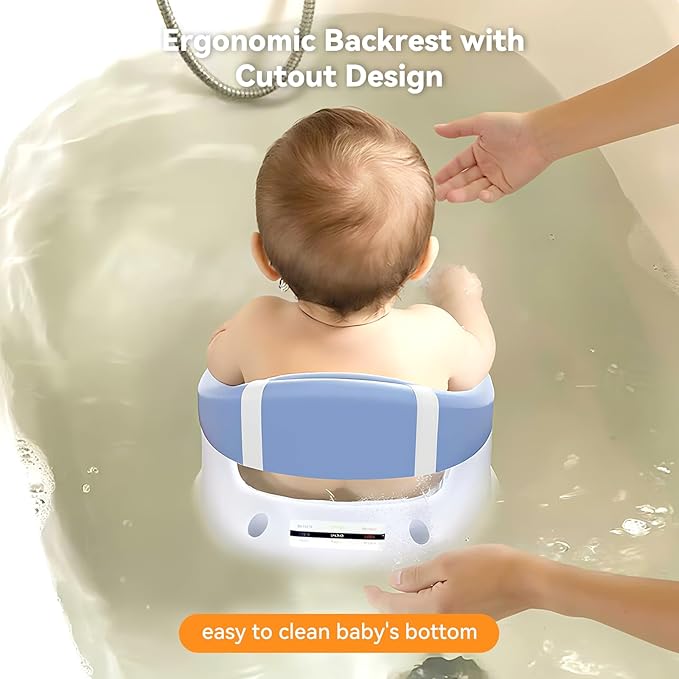 Baby Bath Seat for Babies 6 Months & Up - 360°Protection Bath Seats for Babies Sitting Up | Baby Infants Bath Chair with Temperature Alert & Cushion | Toddler Bath Seat Newborn Baby Bathtub Seat