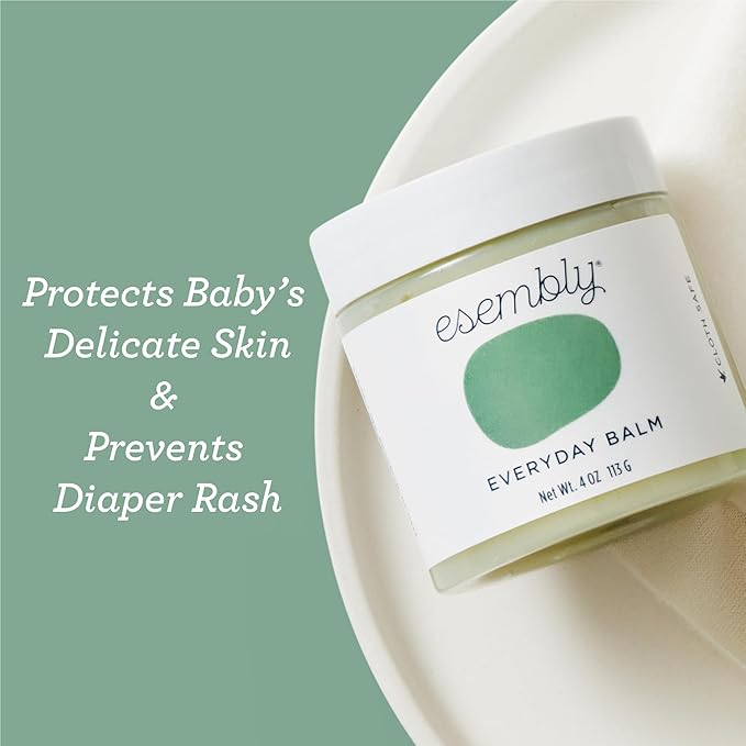 Esembly Everyday Balm, Organic Diaper Balm for Delicate Baby Skin, Diaper Rash Prevention, Multiple Uses Including Nipple Cream, Cradle Cap, Dry and Chapped Skin, Made in USA, 4oz