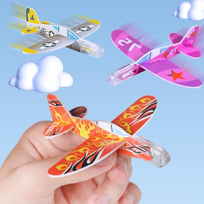 Manmel 50 Pcs Foam Gliders Planes Toys for Kids, Paper Airplane, Party Favors Goodie Bag Stuffers, Outdoor Flying Toys, Bulk for Classroom Prizes Boys and Girls