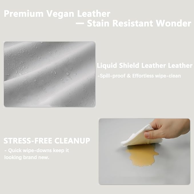 Vegan Leather Changing Pad Cover - 31"X 16" - Waterproof Wipeable, Extra Thick & Portable & Non-Slip Diaper Mat - Fits Standard Changing Tables for Baby Boy Girl (Gray)