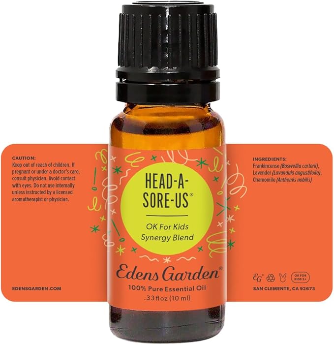 Edens Garden Head-A-Sore-Us Essential Oil Blend- 100% Pure Premium Grade, Undiluted, Natural, Therapeutic, Aromatherapy, The Best for Diffusing, Skin, Humidifiers, Kid Safe 10 ml (.33 fl oz)