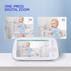 2025 Upgraded Baby Monitor with Night Lamp, 5'' IPS Screen Video Baby Monitor with Pan-Tilt-Zoom Camera No WiFi, HD Night Vision, 2-Way Talk, Lullaby Player, 4500mAh Battery (BBM-006)
