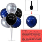 TONIFUL 4 Set Black and Blue Silver Balloon Centerpieces for Table,Balloon Stand Kit for Graduation Decorations 2025 Party Decorations,New Year,Anniversary,Birthday Decoration for men,Father's Day