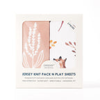 GRSSDER Stretchy Ultra Soft Jersey Knit Fitted Pack n Play Sheets Set 2 Pack, Fit Portable/Mini Crib, Playards Mattress Pads Safe and Snug, Pretty Fox for Baby Girls