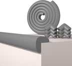 Baby Proof Edge Corner Protector, 6.56FT 0.47''Th L-Shape Furniture Corner & Edge Safety Bumpers with 6 Corners, Pre-Taped, Soft NBR Rubber Foam Desk Edge Cushion Wall Corner Protector（Grey）