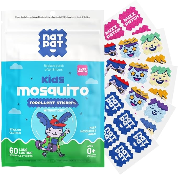 NATPAT Buzz Patch Mosquito Patch Stickers for Kids - Plant Based Ingredients, Non-Toxic - The Original All Natural Citronella Essential Oil Insect Patch, DEET Free, for Toddlers, Kids (60 Pack)