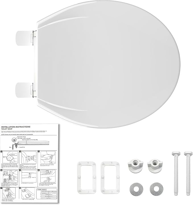 Potty Training Seat Built-In Toilet Seat, Round Toilet Seat 17 Inch with Baby Seat, 2 In 1 Soft Close Quiet No Slapping, Magnetic Absorption, Easy Installation for Bottom Fixing Toilet