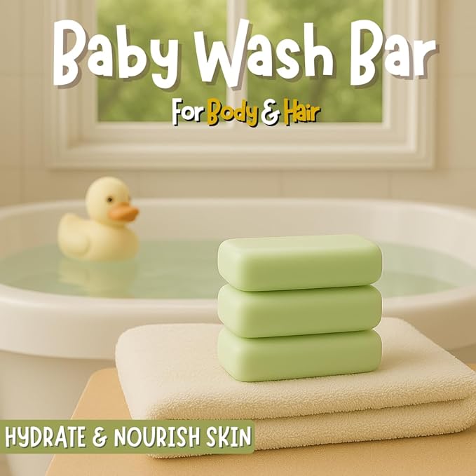 Hypoallergenic Organic Baby Soap Bar - Chamomile & Green Tea Oil - Gentle Cleansing Body Wash for Sensitive Skin | Babies, Toddlers, and Kids | 9-Pack