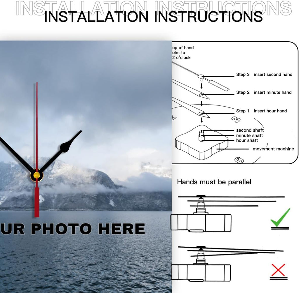 Generic Custom Wall Clock Personalized Wall Photo That PVC Customized Round Silent Clock for Living Room Wedding Friend Family Lover, 10inch-25cm