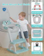 Potty Training Seat with Step Stool Ladder, Potty Training Toilet Seat with Soft Seat Splash Guard, Adjustable Height, 2 in 1 Potty Seats for Toddlers Kids Boys Girls