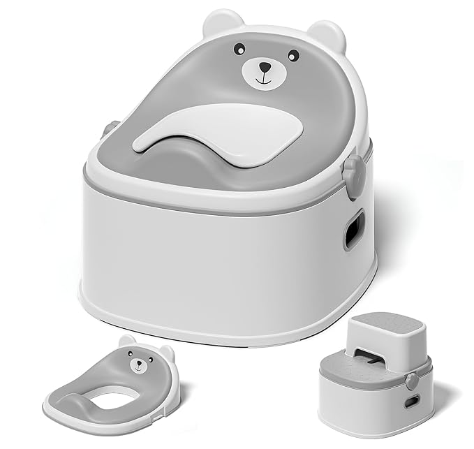 3-in-1 Toddler Potty Training Toilet for Boys & Girls - Convertible Potty Chair with Step Stool for Toddlers 1-3, Anti-Slip Design Toddler Toilet Seat - Removable & Easy to Clean