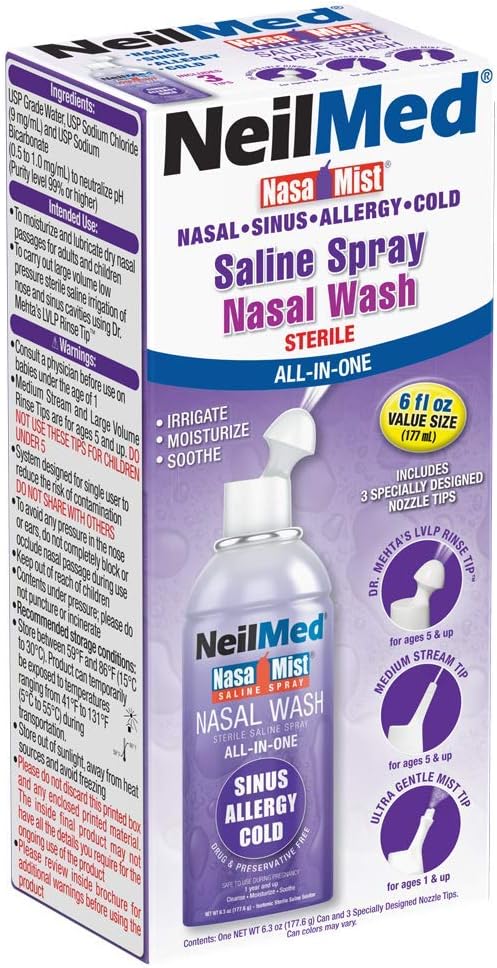 NeilMed NasaMist All in One Multi Purpose Saline Spray, 6.3 Fl Oz