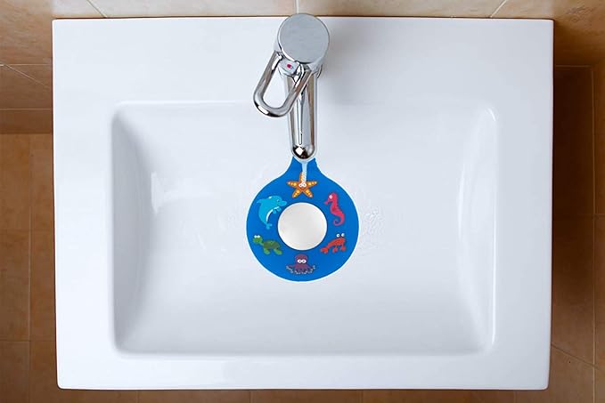 Bathtub Drain Stopper, Silicone Tub Stopper Plug, Universal Bath Drain Cover, Kids Tots Babies Gift (Blue Seahorse)