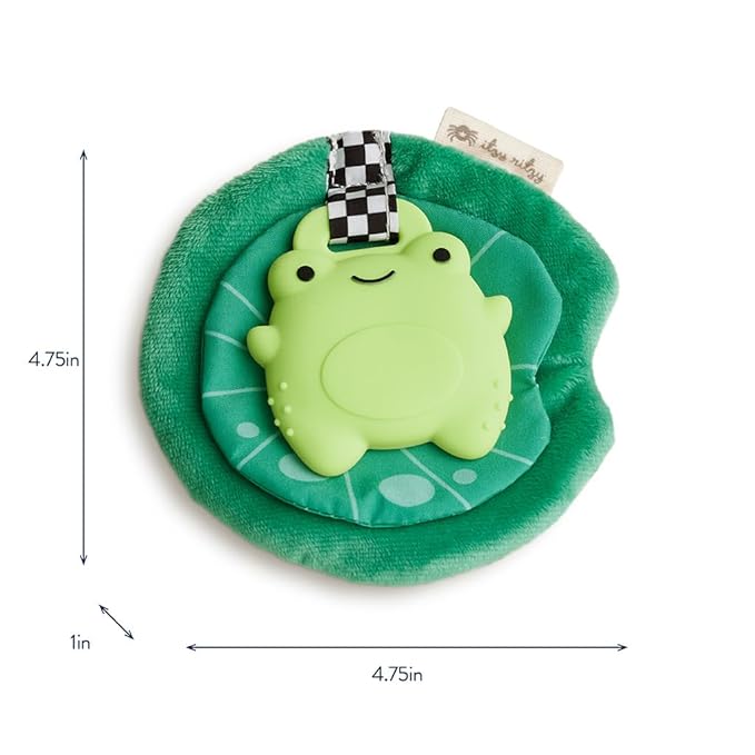 Itzy Ritzy Crinkle Teether Toy – Silicone Frog Teething Toy with Crinkly Lilypad & Plush Velour Layer; Features Multiple Textures for Teething Relief; Designed for Ages 3 Months and Up (Frog)