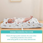 BROLEX Changing Pad Covers for Baby: Boy Girls Ultra Stretchy Soft 2 Pack, Cute Dinosaurs