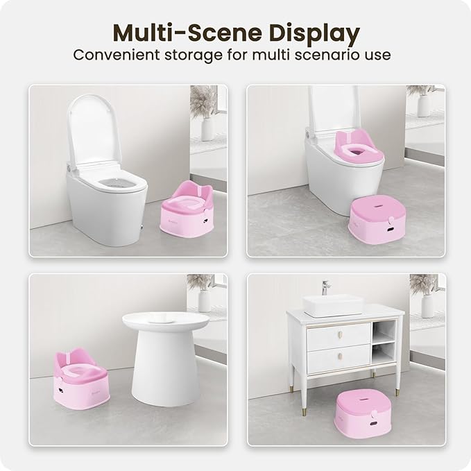 3 in 1 Potty Training Toilet, Toddler Potty Training Seat, Baby Potty Trainning Step Stool, Potty Trainer for Boys and Girls, Pink