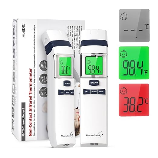 HubiBaby No-Touch Forehead Thermometer, Digital Infrared Thermometer for Adults and Kids, Baby Thermometer with Fever Alarm Fast and Accurate,Ideal for Whole Family (White)