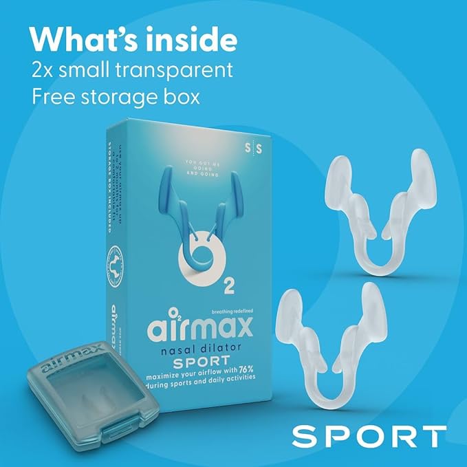 Airmax Unisex Sport Nasal Dilators Two-Pack - Easy, Safe, and Comfortable Breathing Aid - Improves Airflow - Transparent - Small