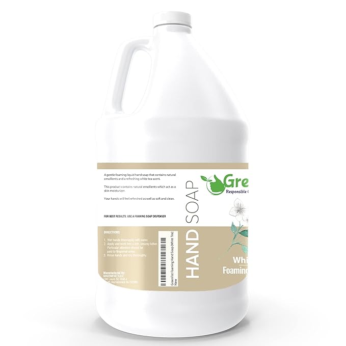GreenFist Foaming Hand Soap Refills White Tea Scent Jug Foam Refill Made in USA, 128 ounce (1 Gallon)