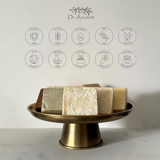 Dr. Ancient Natural Handmade Soap Set - Donkey Milk, Pine Tar, Aleppo Laurel & Bittim - Traditional, Chemical-Free Skincare for Face & Body