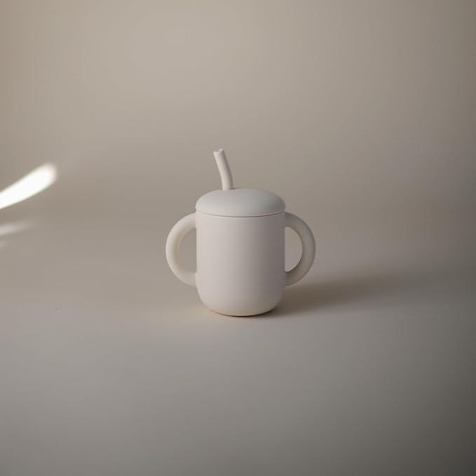 mushie 100% Silicone Training Cup & Straw for Toddlers | 6 Months+ (Whales)