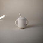 mushie 100% Silicone Training Cup & Straw for Toddlers | 6 Months+ (Whales)