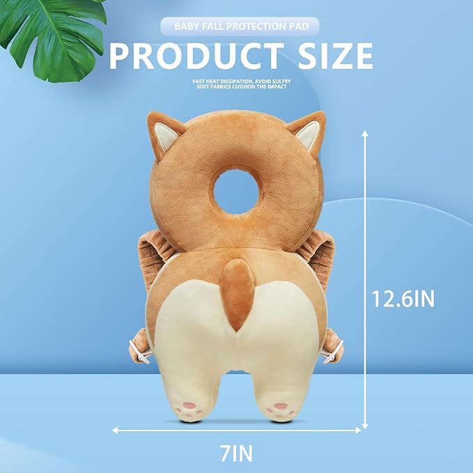 Baby Head Protector,Adjustable Baby Head Protection Backpack (Corgi)