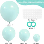 RUBFAC 129pcs Mint Green Balloons Different Sizes 18 12 10 5 Inch, Pastel Makani Blue Balloon Garland Arch Kit for Birthday Baby Shower Gender Reveal Easter Wedding Party Decoration