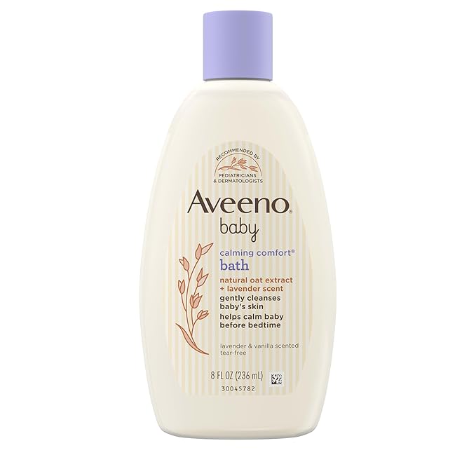 Aveeno Baby Calming Comfort Bath & Wash with Relaxing Lavender & Vanilla Scents & Natural Oat Extract, Hypoallergenic & Tear-Free Formula, Paraben-, Phthalate- & Soap-Free, 8 fl. Oz