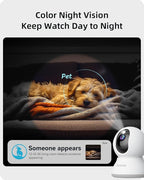 blurams Security Camera 2K, Baby Monitor Dog Camera 360-degree for Home Security w/Smart Motion Tracking, Phone App, IR Night Vision, Siren, Works with Alexa & Google Assistant & IFTTT, 2-Way Audio