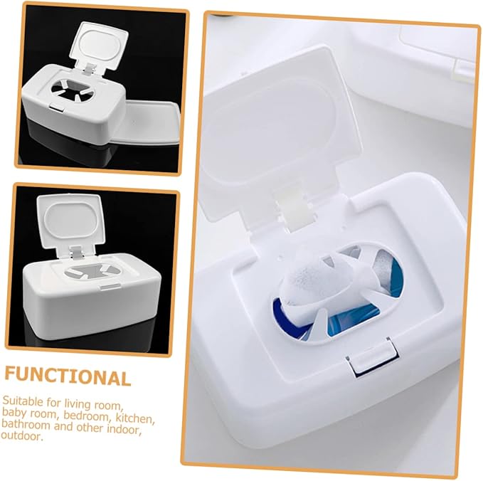 Wipe Storage Box - Refillable Baby Wipes Dispenser with Nonslip Base for One-Handed Use Ideal for Living Room Baby Room Kitchen and Bathroom
