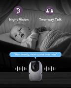 Baby Monitor with Camera and Audio, 7" 720P HD Video Baby Monitor No WiFi, 4000mAh Battery, VOX Mode, Auto Night Vision, Hack Proof, Remote PTZ