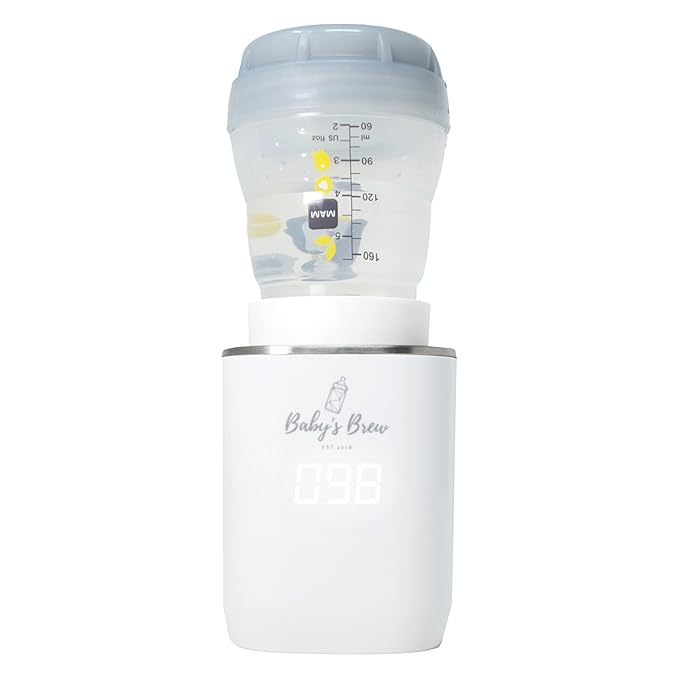 Baby's Brew Portable Bottle Warmer Pro - Milk Warmers for Breastmilk or Formula, Leak-Proof Design, Travel-Friendly, Cordless, Battery-Powered, 8-12 Hour Battery Life (Warmer + MAM Adapter)