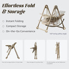 Multi Functional All in 1 Baby High Chair Swings for Infants Foldable Rocking 8 Level Height Adjustment Eco Friendly Washable PU Cushion Ultimate Baby Feeding Chair (Brown)