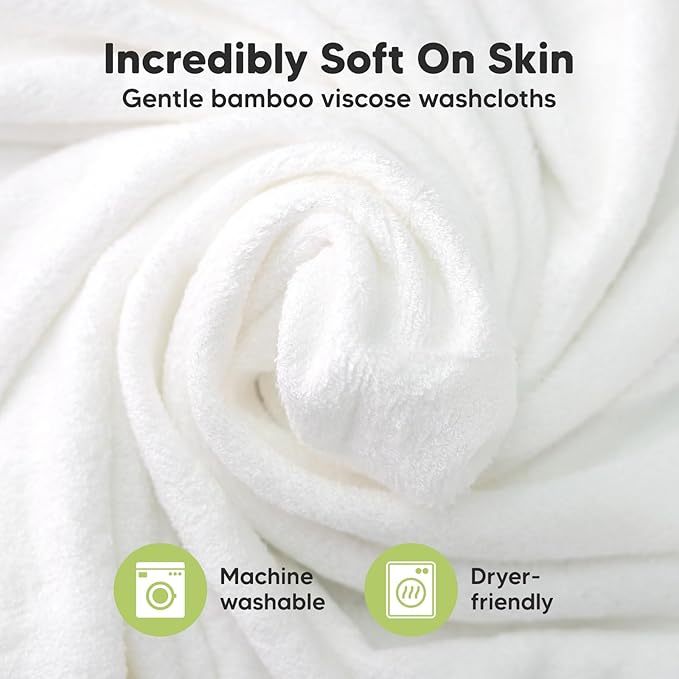 6-Pack Baby Washcloths - Soft Absorbent Viscose from Bamboo Wash Cloths for Babies, Kids, Toddlers, Infant, Newborn Bath Towels, Gentle on Sensitive Skin, 10x10 Reusable Face Towels (Blush Pink)